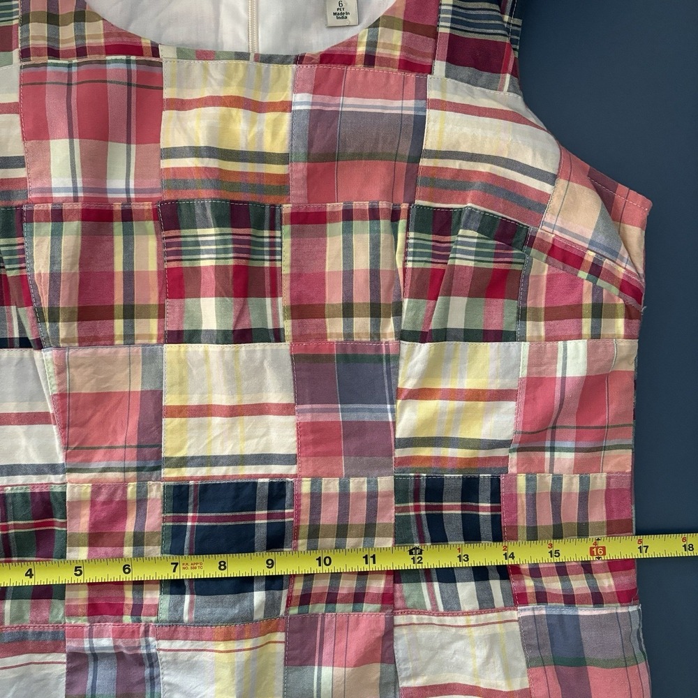 LL‎ Bean Madras Plaid Dress 6P Patchwork Preppy New England Old Money Coastal - Picture 8 of 10